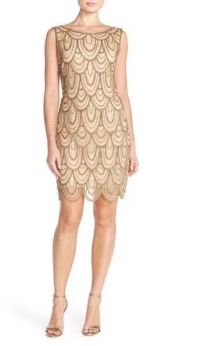 Vintage Predude Sheath Dress 8 Sequin Beaded Cocktail Formal Wedding Party