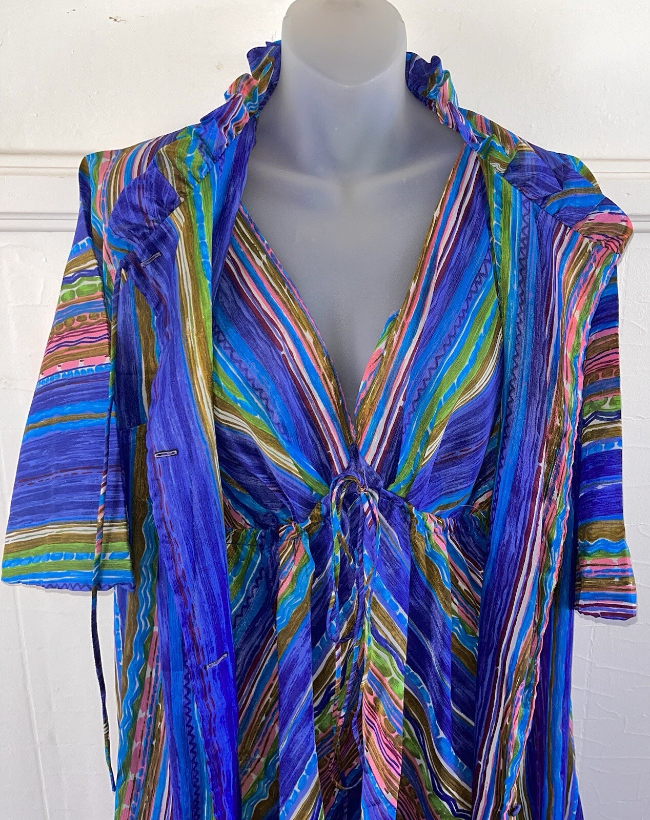 Vtg Marshall Field Eye Ful By The Flaums 3-pc 60s MOD Peignoir Nightie + Robe M