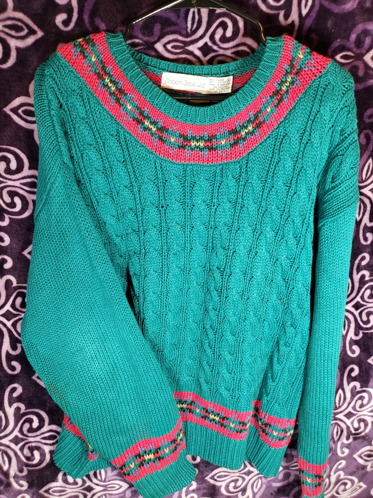 Vintage Robert Scott Ltd – Womens XL – Christmas Color Sweater (Ramie/Cotton)