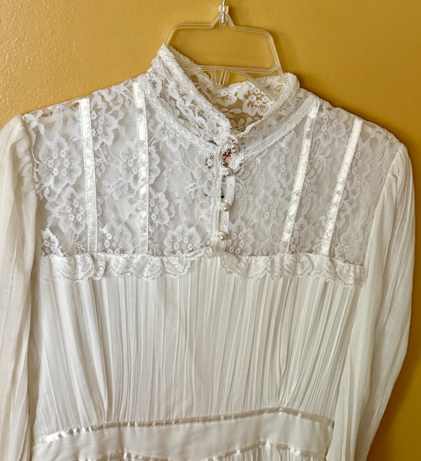 1970 Gunne Sax bridal maxi dress Princess ivory lace Edwardian-style Jane Austen