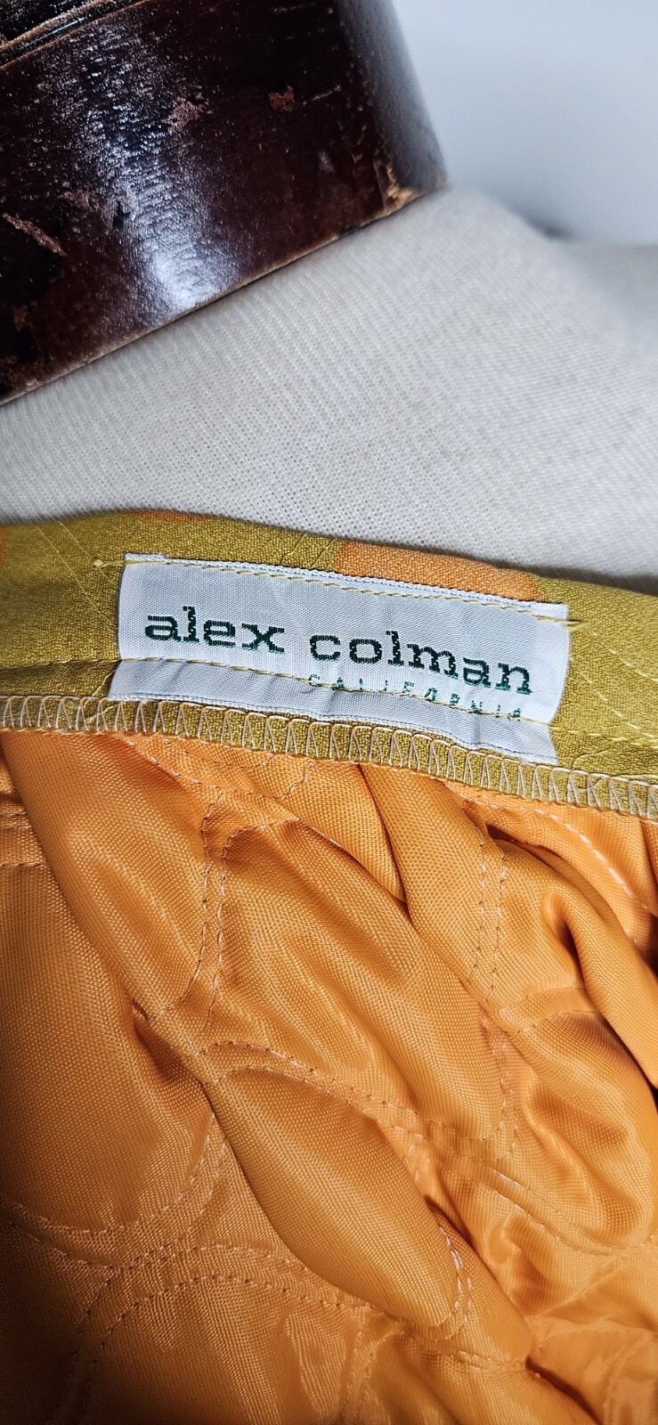 VTG 1970s Alex Colman California Vintage Chartreuse Quilted Maxi Skirt Medium