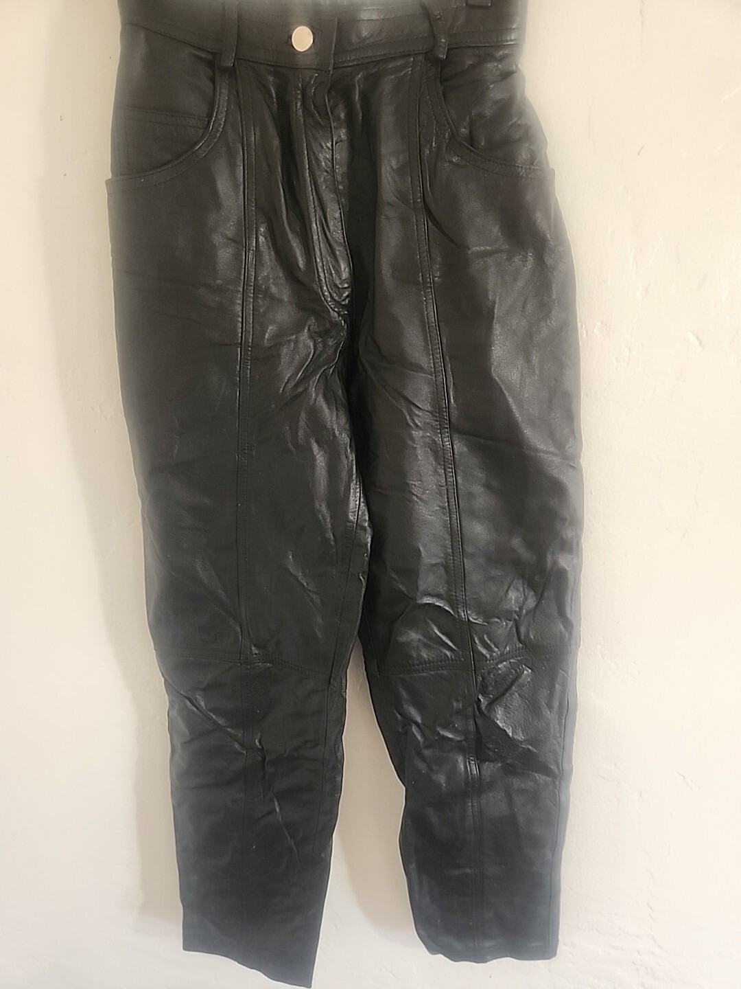 vintage 80’s 90’s y2k leather pants sz 4 black biker club womens together great