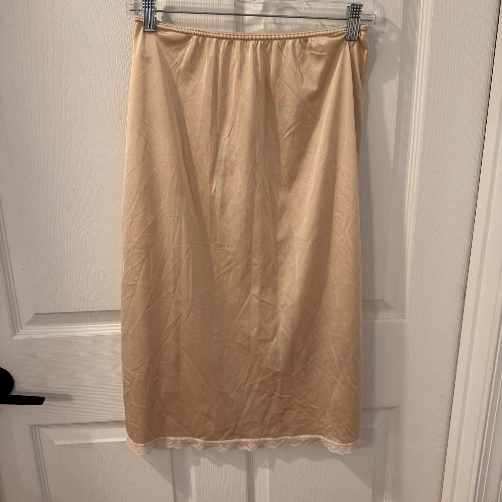Vintage Warners Perfect Measure Half Slip Skirt Women’s Sz M Lace Trim Beige