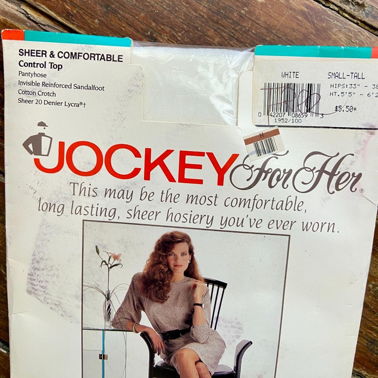 NOS Vintage 90s JOCKEY For Her Pantyhose Sheer Control Top White Small-Tall NEW