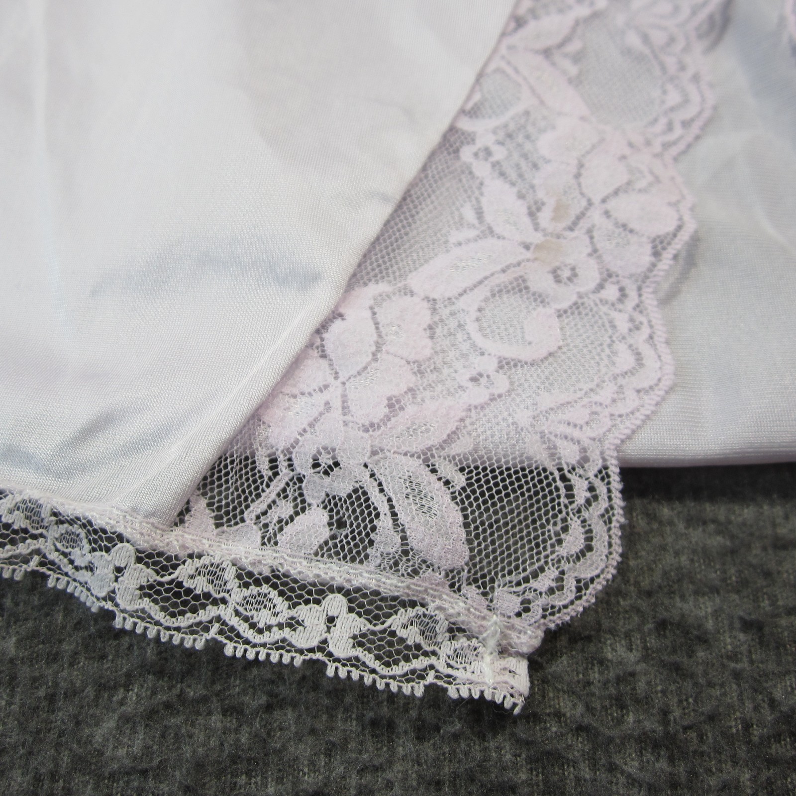 Vtg Greenco Maid Half Slip Size L Lilac Lace Trim Elastic Waist Cottage Coquette