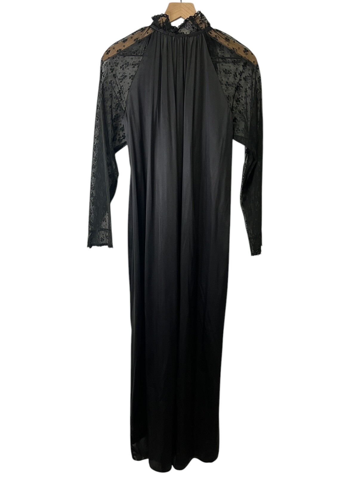 Vintage Jolie Two Long Black Sheer Lace Robe JC Penney Long Sleeve Small