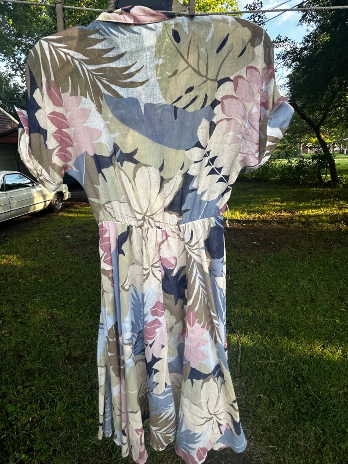 Vintage Bobby’s Girl Rockabilly Pinup Sheer Swing Dress Tropical Flowers