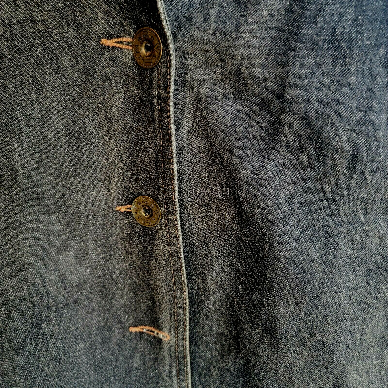 Andy Johns Long Duster Barn Coat Womens Medium Denim Dark Wash Vintage