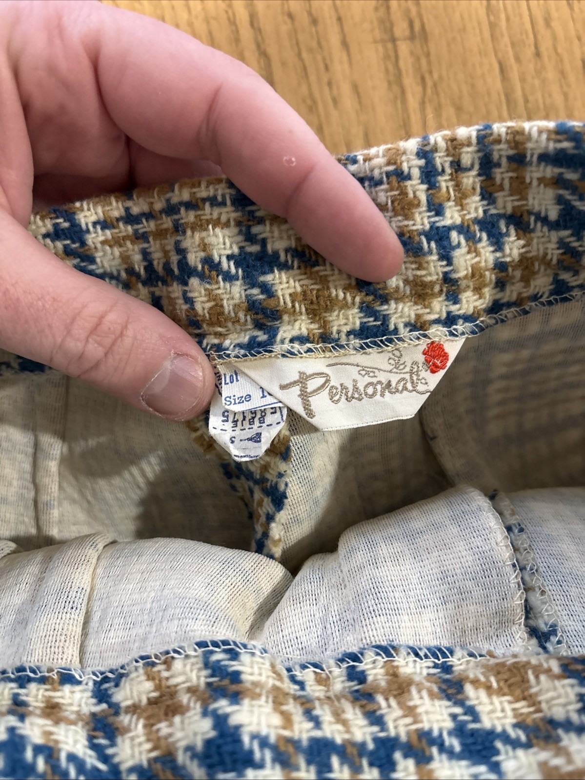 1970s Wool Houndstooth Tweed Plaid Women’s Pants Size 10EU Retro Cool!
