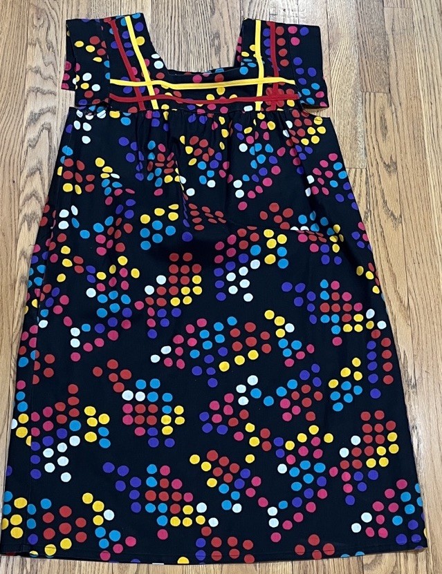 Vtg 70s VILLAGE FAIR Polka Dot House Dress Smock MCM Fashion Medium