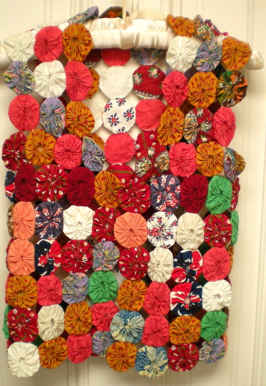 AMERICANA~VEST-YO YO PATCHWORK CIRCLES ~HANDMADE SZ 8/10~UNIQUE~CHARMING-VINTAG