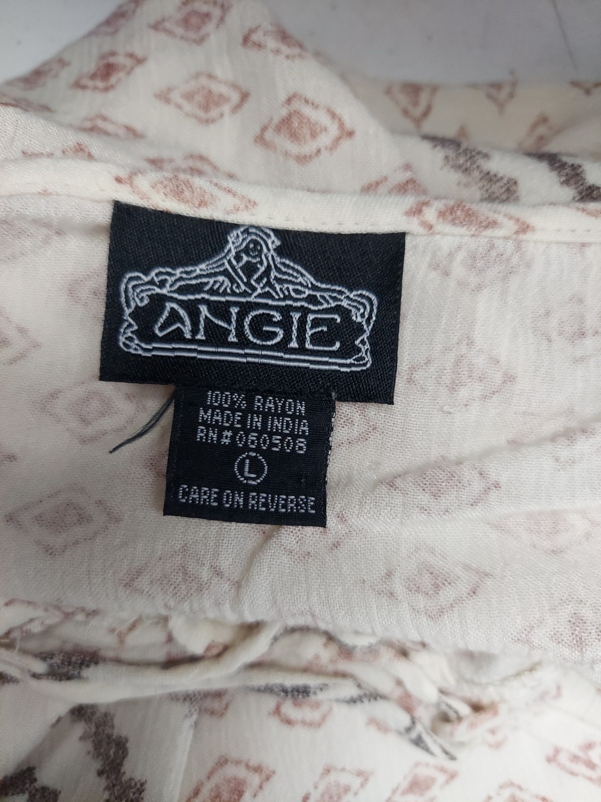 VTG Angie Boho Peasant Prairie Top Womens Large Blouse Babydoll Bell Sleeve