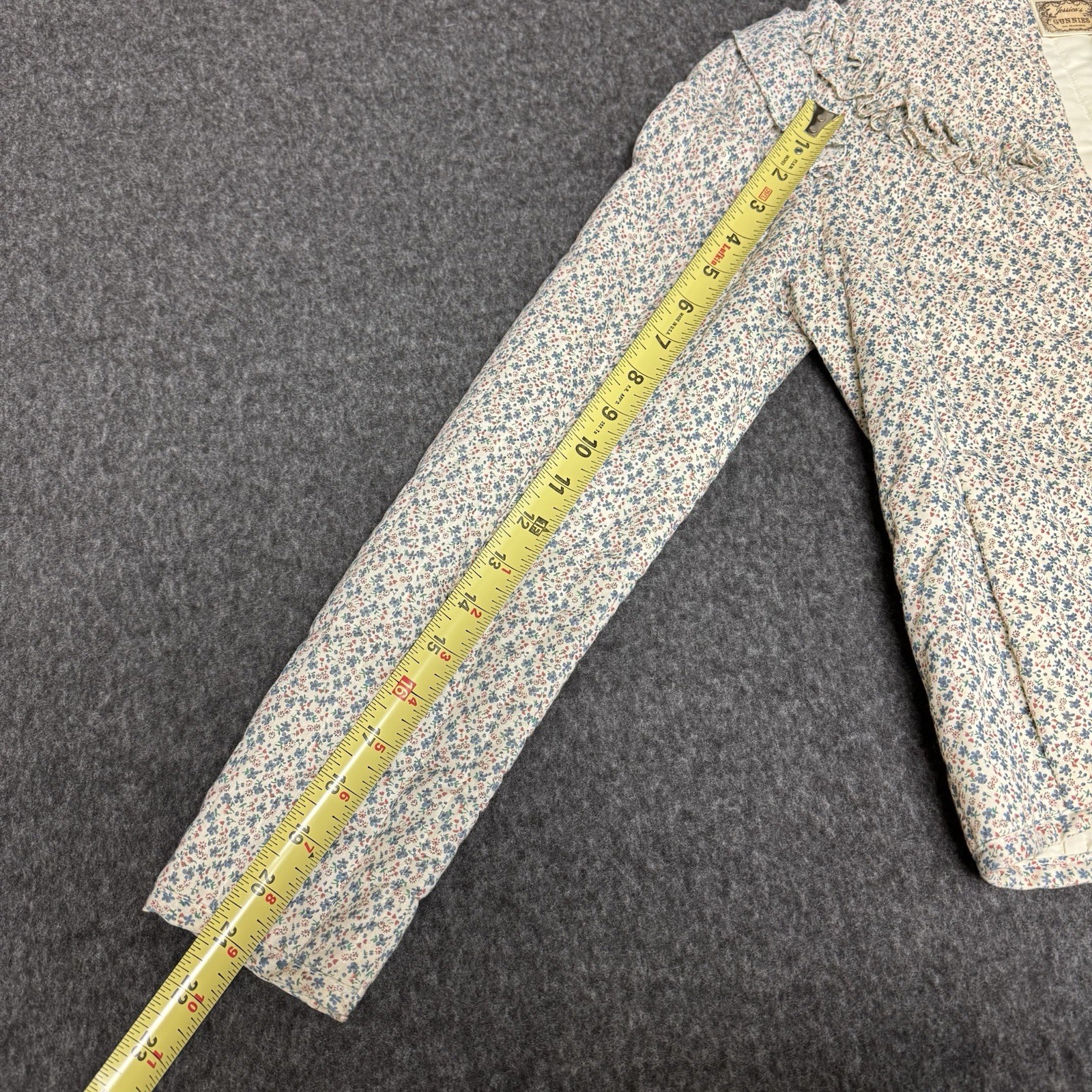 VTG 70s Jessica’s Gunnies Gunne Sax Ivory Floral Ruffle Quilted Jacket Top