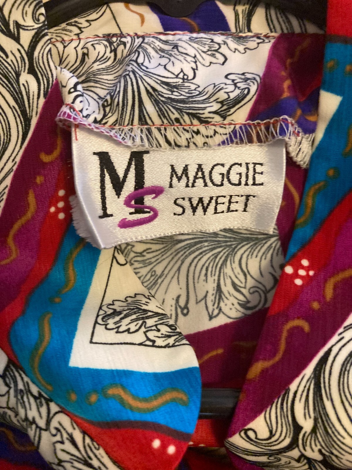 VTG 80s/90s MAGGIE SWEET Bright Botanical Button up SHIRT JACKET TUNIC Size 1X