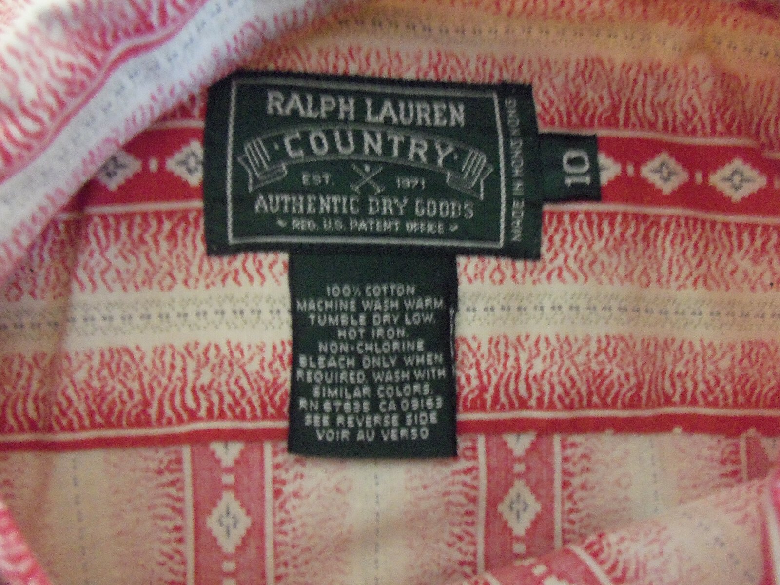 Vintage Ralph Lauren Country Multicolor Stripe 100% Cotton Long Sleeve Shirt 10