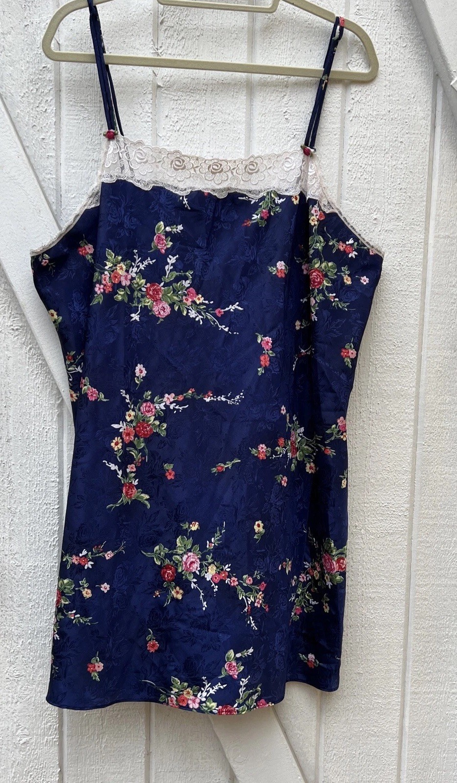 Vintage 2X Inner Most Women Blue Floral Nightgown Slip Dress USA F6