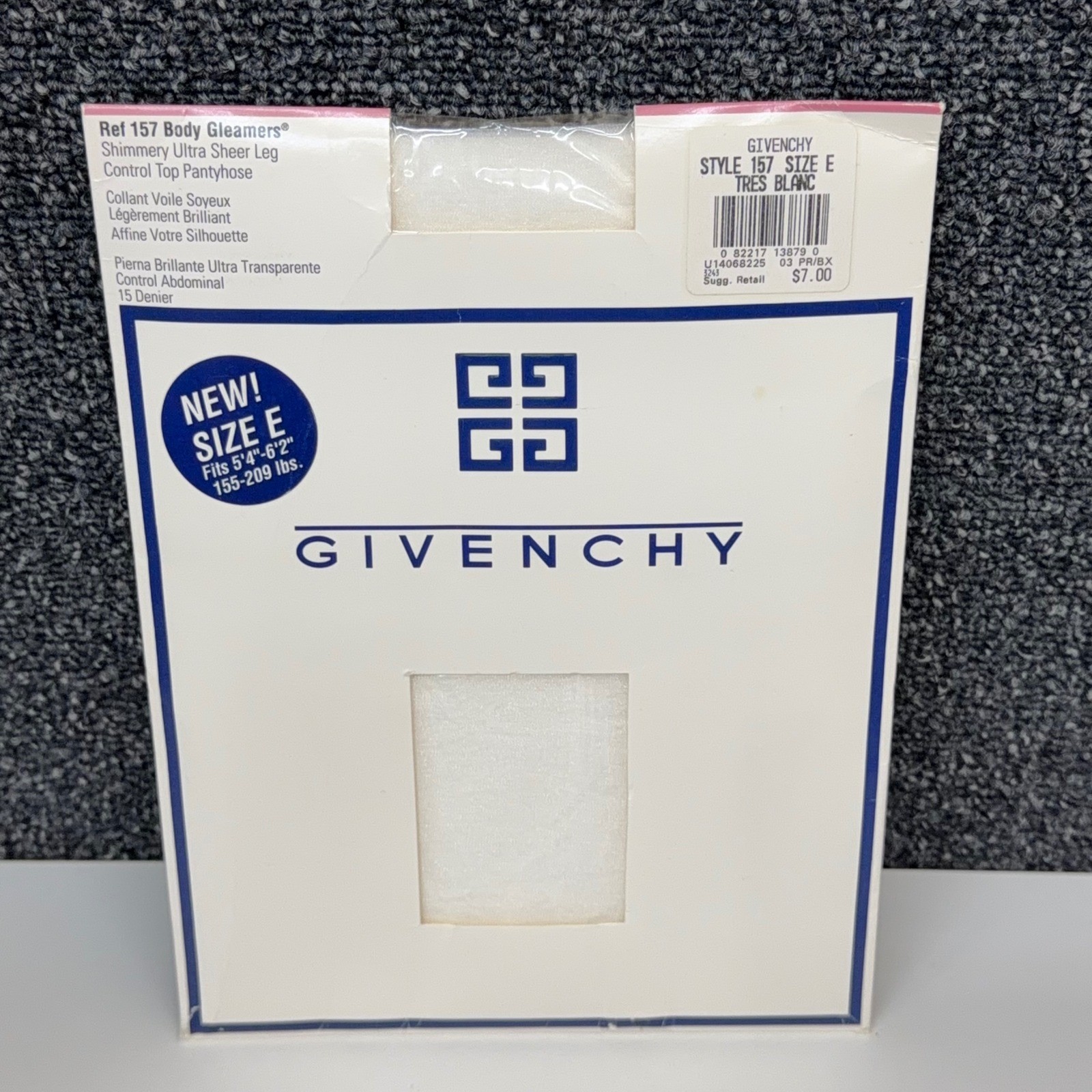 Vtg Givenchy Body Gleamers 157 Size E Shimmery Ultra Sheer Pantyhose Tres Blanc