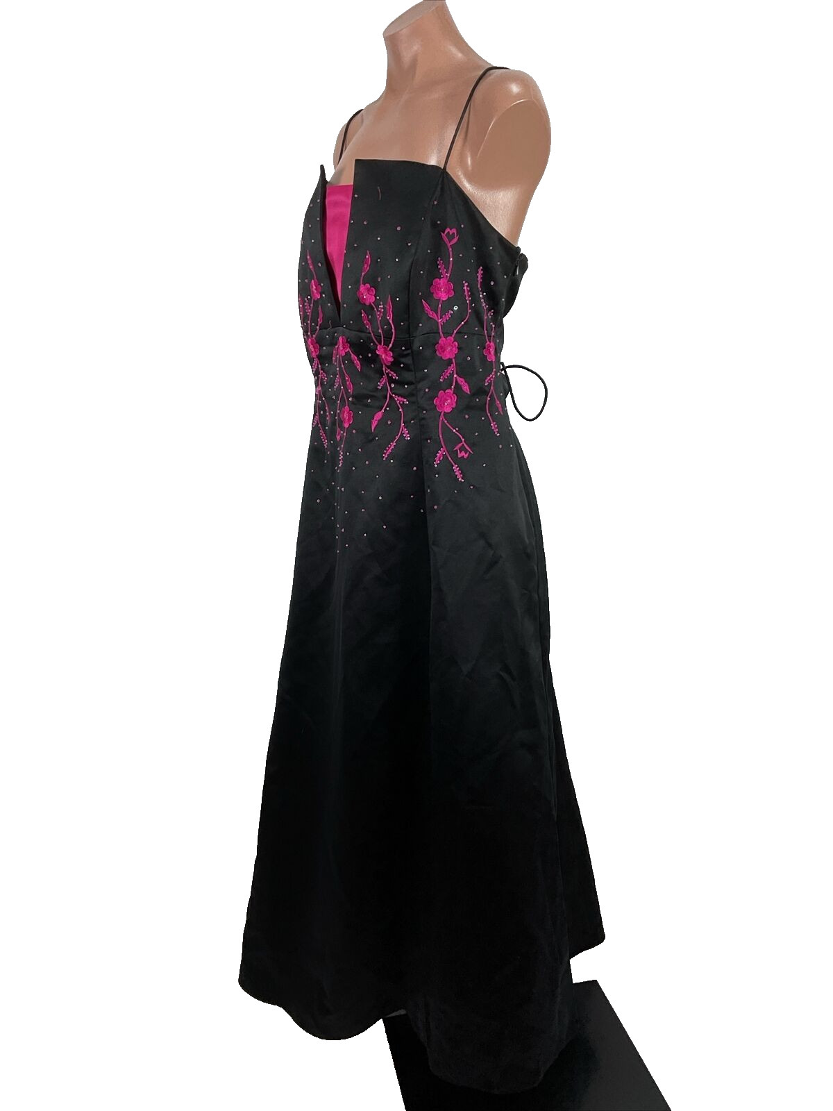 Vintage Y2K Niki Livas Formal Prom Maxi Dress PLUS 20 black pink whimisgoth Goth