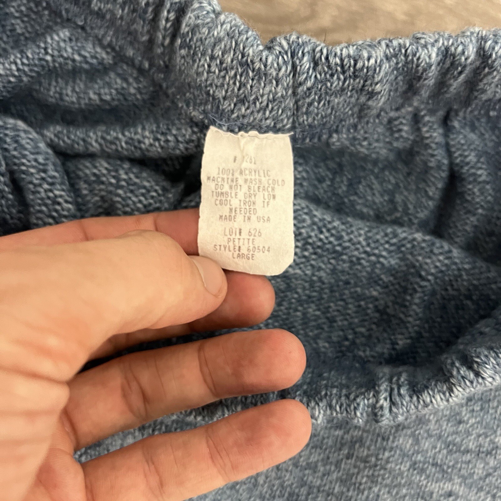 True Vintage 70s Sweater Sweatpants Womens 28×26 Blue 100% Acrylic Soft Cozy