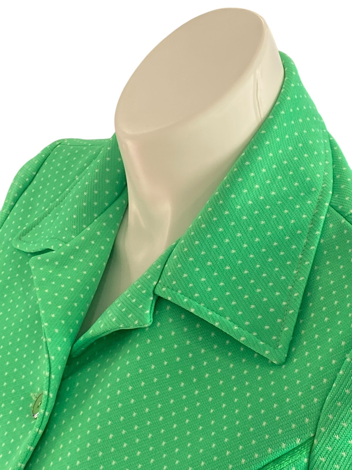VTG Women’s Lorac Originals Green Polka Dot Shirt Dress USA Union 70’s