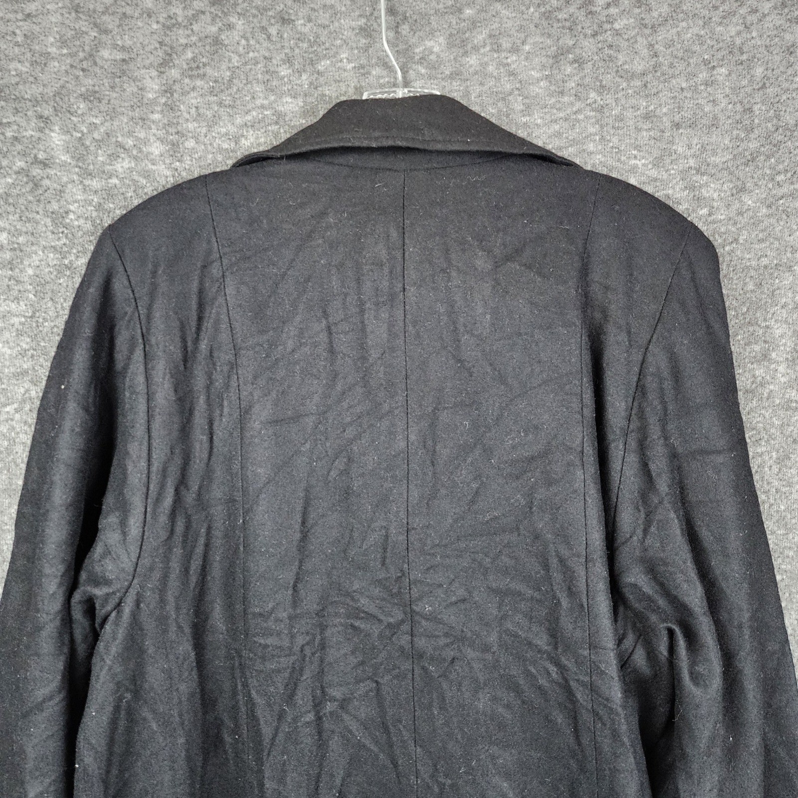 Harve Benard Wool Blend Coat Womens Black Vintage Long Button Front Trench