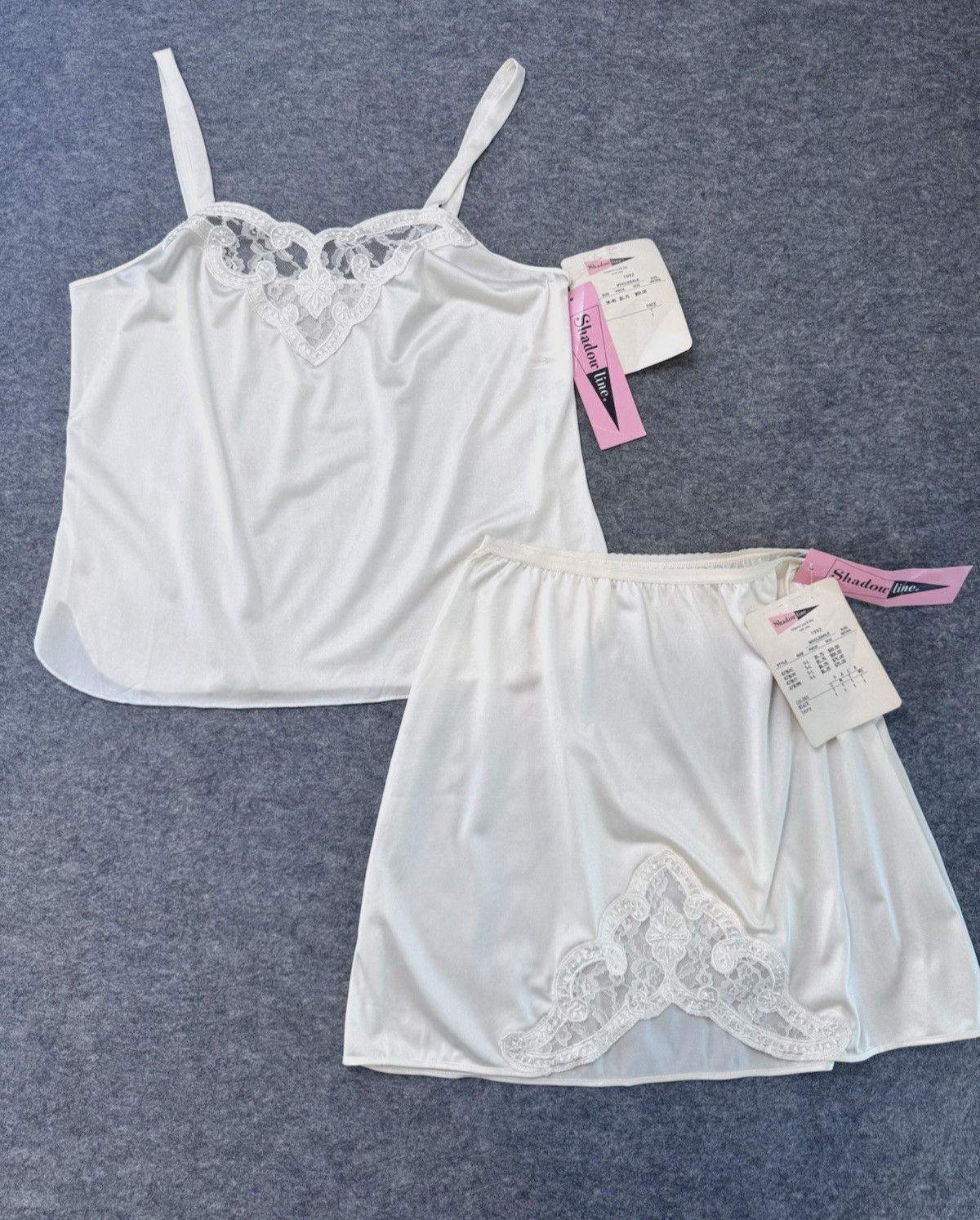 VTG Shadowline Cami Camisole Sz 34 & Half Slip Set Lingerie w/Tags, Lace, 90’s