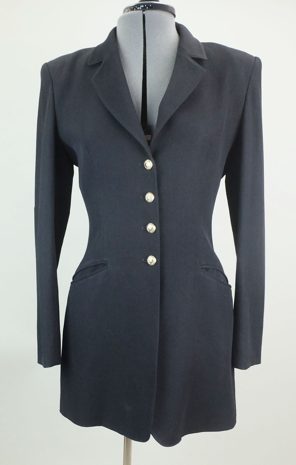 Extravagant long jacket blazer State of Claude Montana black size S 80s