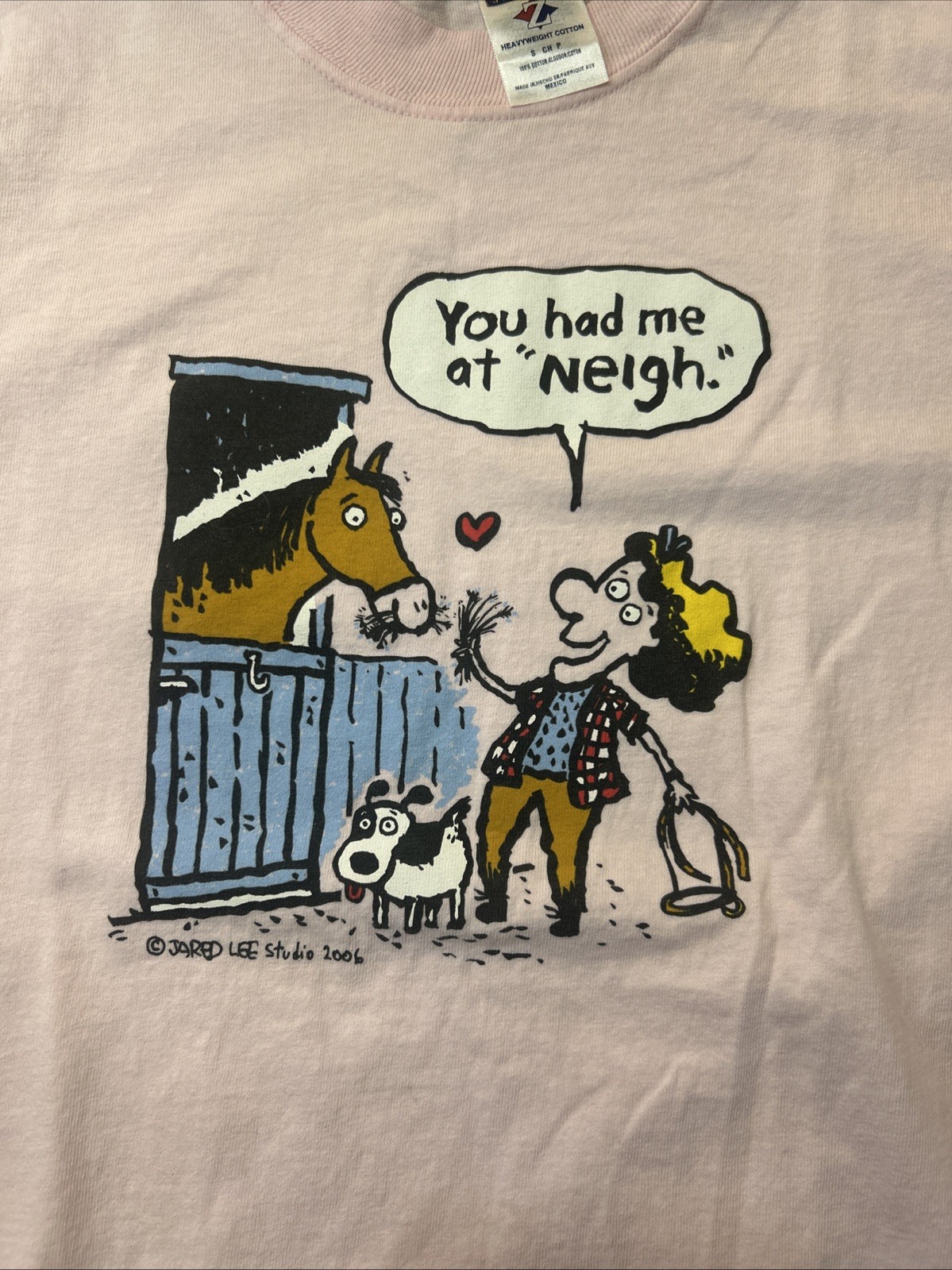 Vintage Pink Graphic Horse T-Shirt “ You Had Me At Neigh” Women’s Small