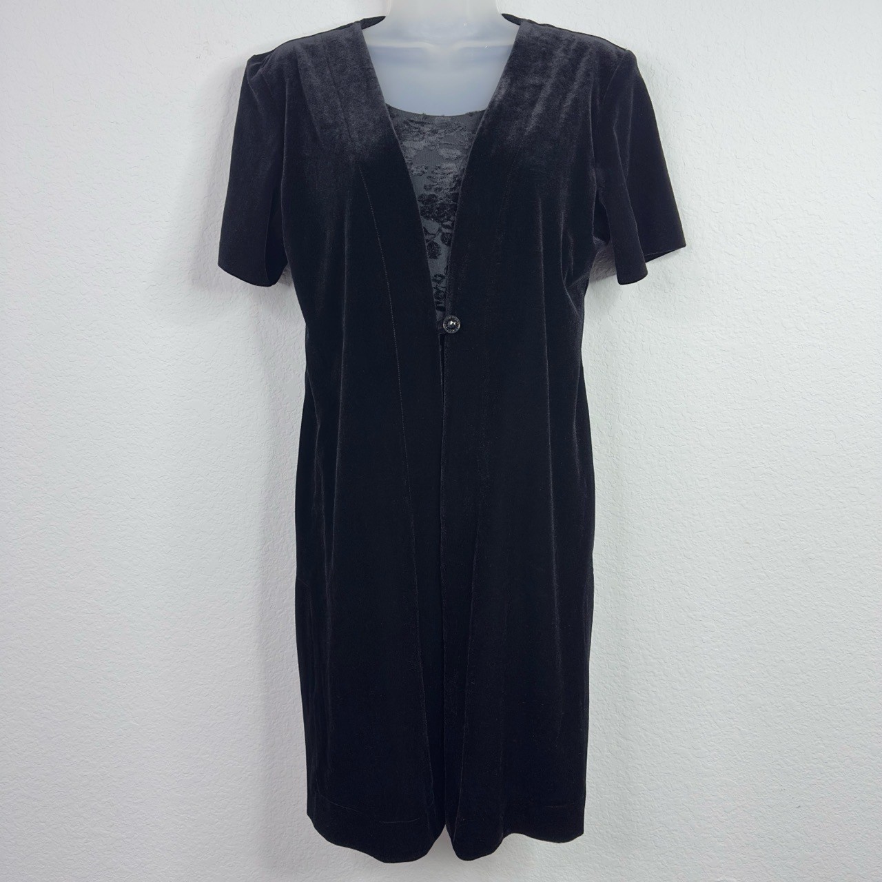 Another Thyme Dress Women 8P Black Floral Velvet Burnout VTG 90s Y2K Goth Witchy