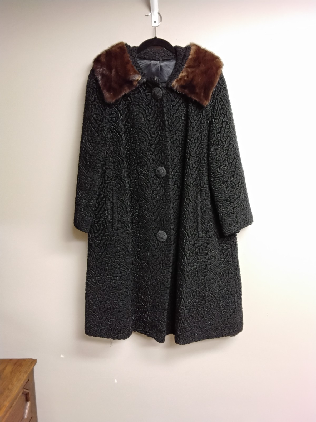 Vintage Lustrelam by Halldon Curly Lamb and Mink Coat Size 8 #541