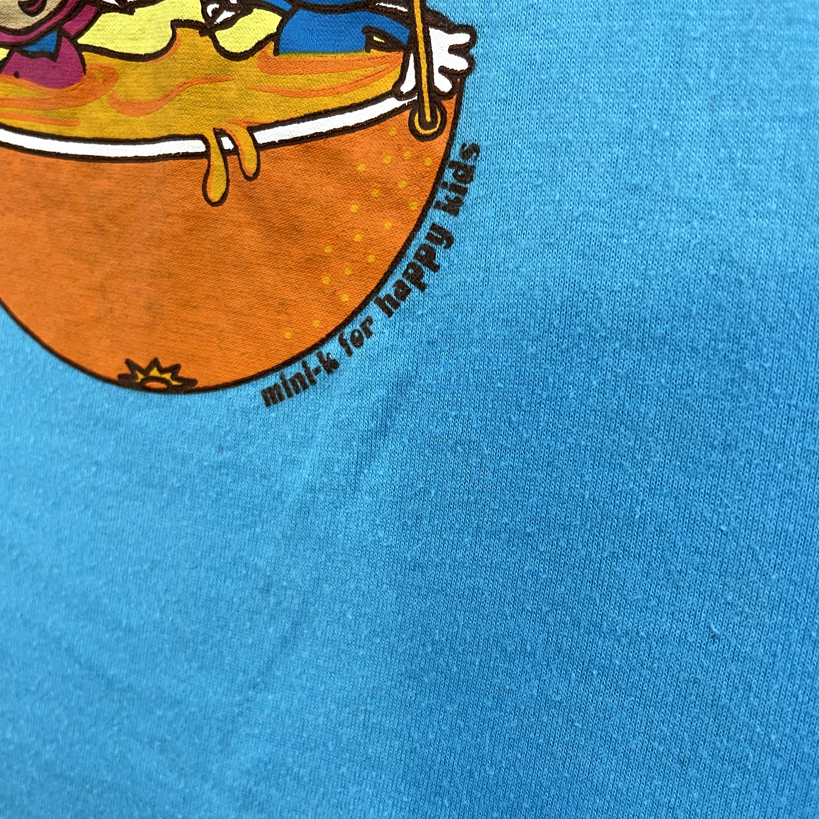 Y2K Vintage Japanese Baby Tee Crop Top XXS XS Blue Graphic Kidcore Kawaii Fruits