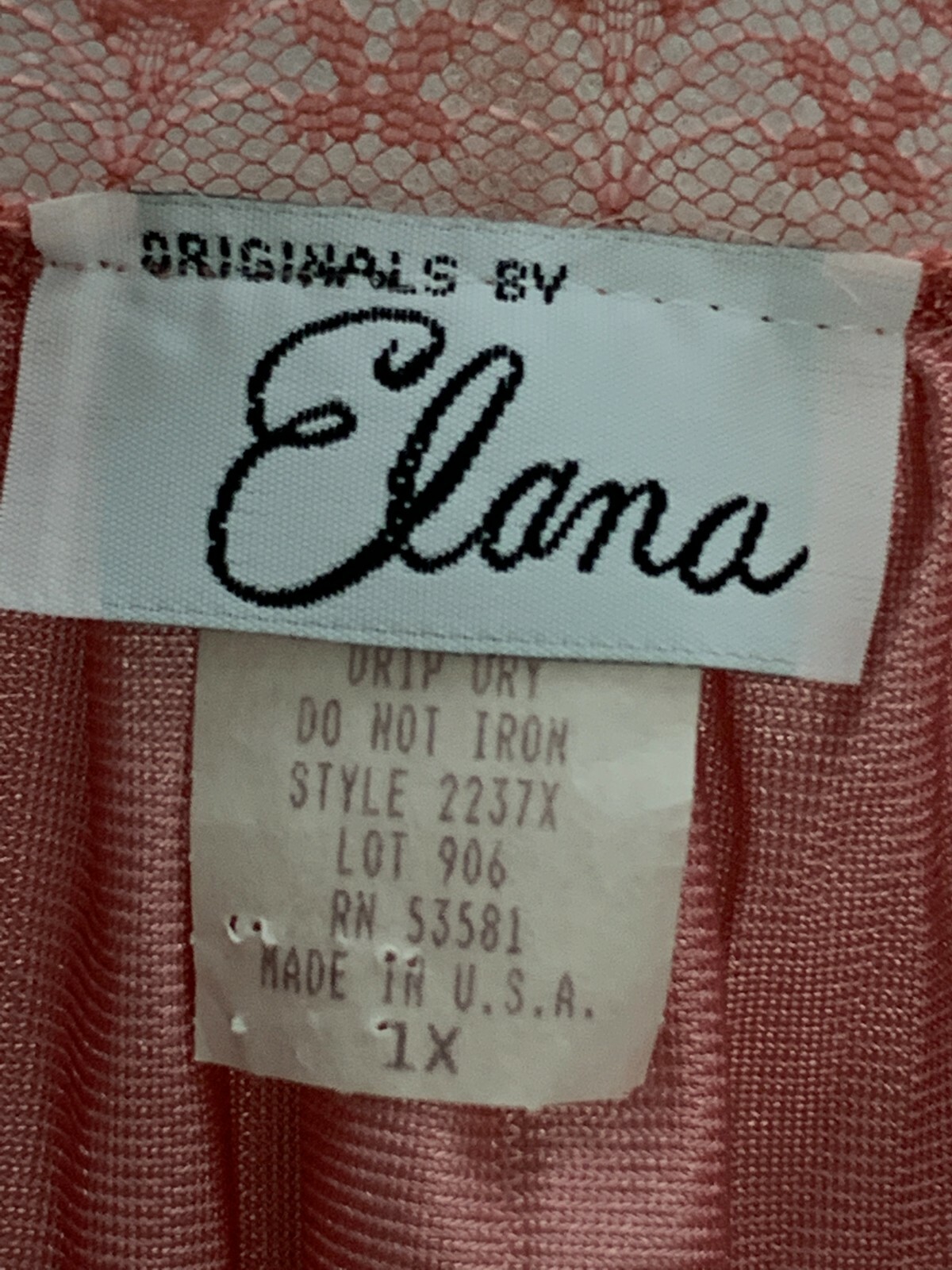 NWT~VINTAGE ~ELANA~ROSE PINK COLOR W/MATCHING LACE TRIM NIGHTGOWN ~SIZE 1X