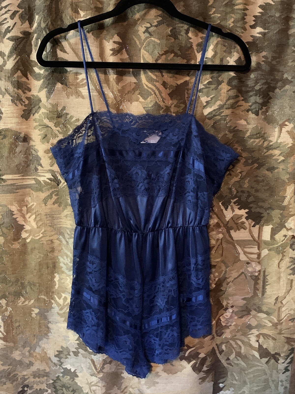 Vintage semi sheer lace one piece slip bodysuit womens lingerie loungewear retro