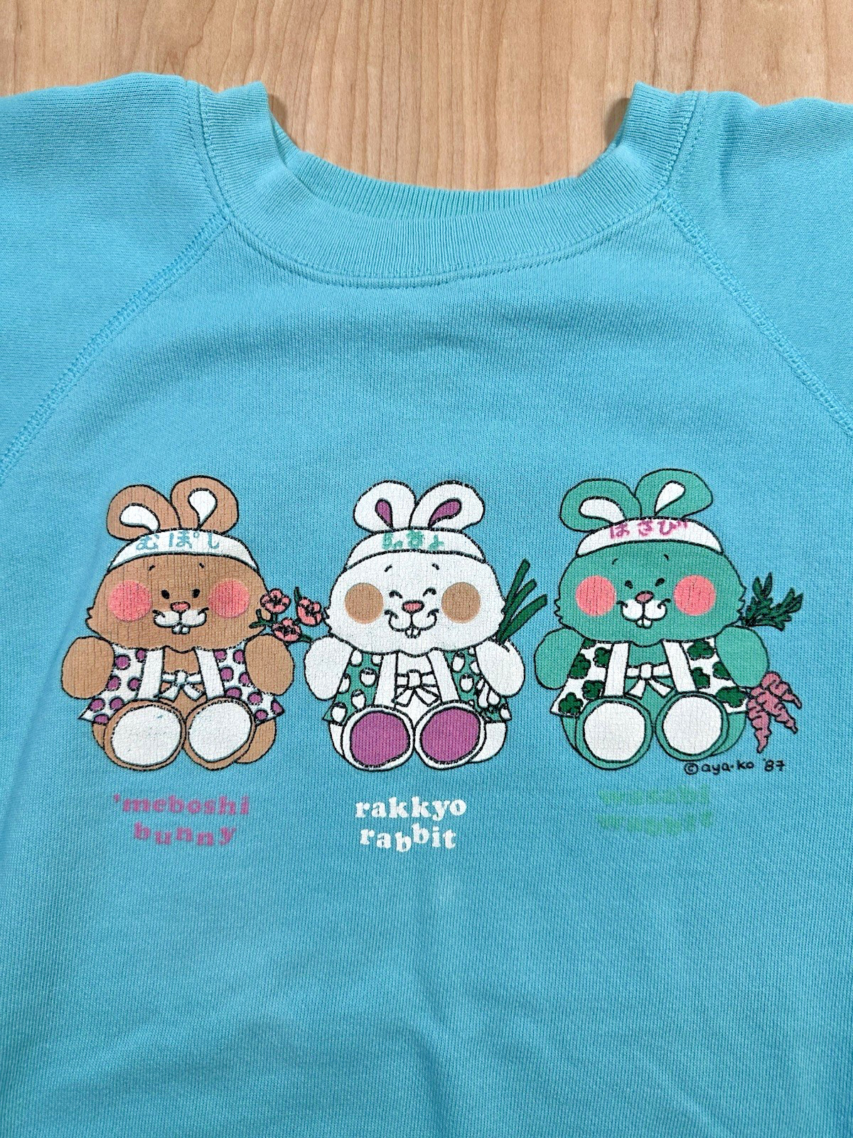 vintage 1987 japanese bunny rabbit CUTE SWEATSHIRT hanes L KAWAII aya-ko MOCHI