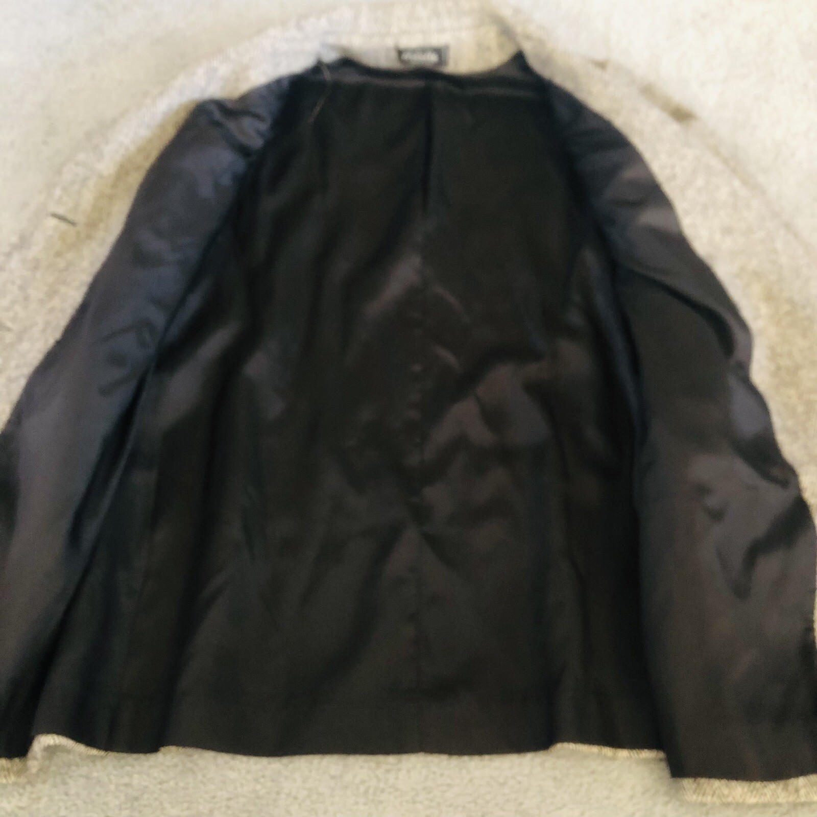 Arlette Double Breasted Wool Coat Women’s L USA Made Gray Academia Quiet Luxury