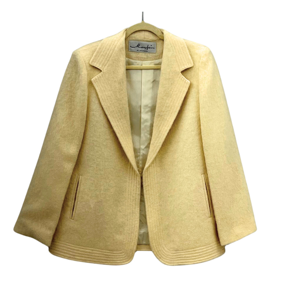 Vintage 1960-70s Mayfair of California Cream Wool Jacket Women’s Size 16
