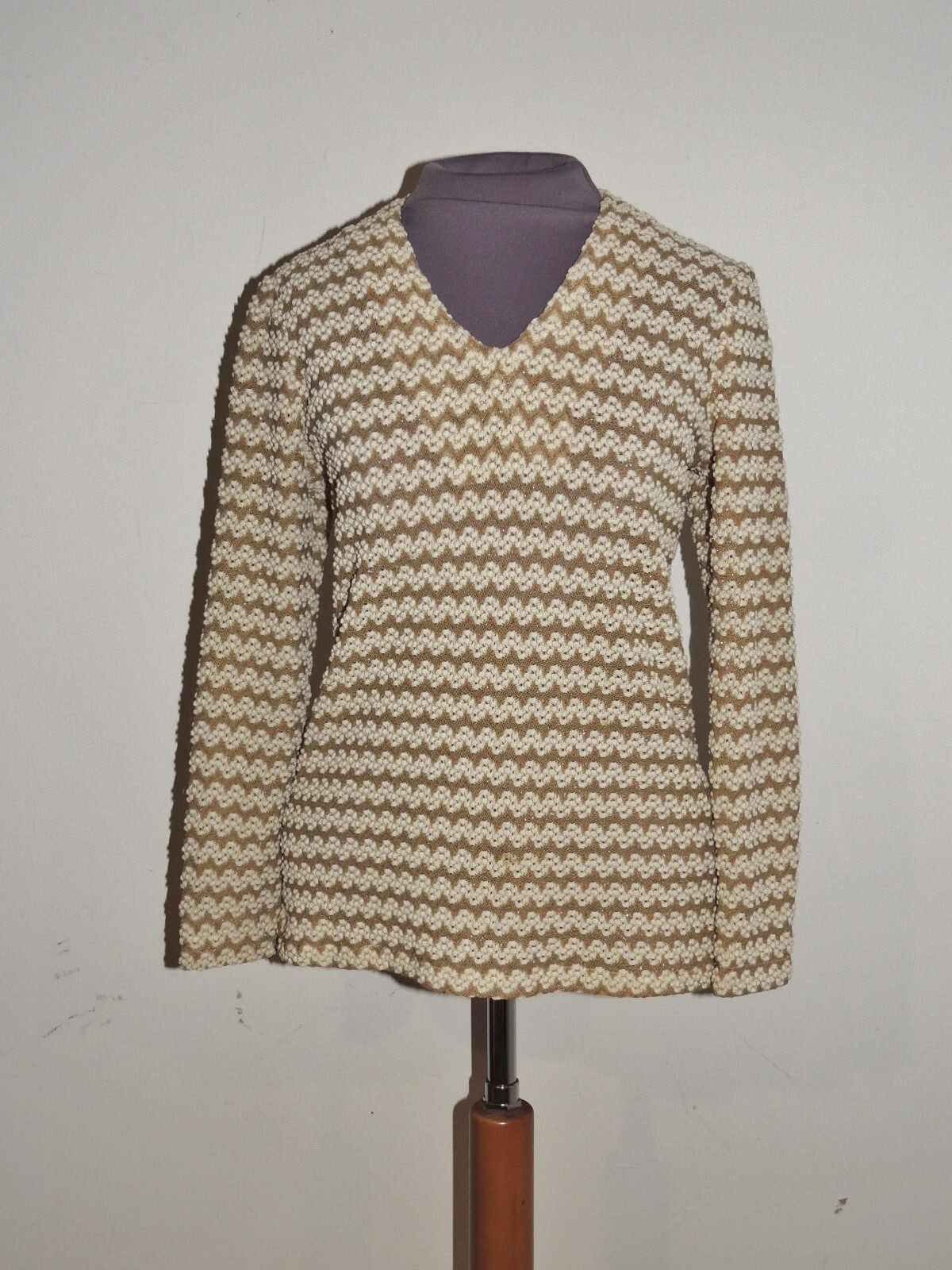 1960’s Metallic Stretch Knit Blouse / Top SM