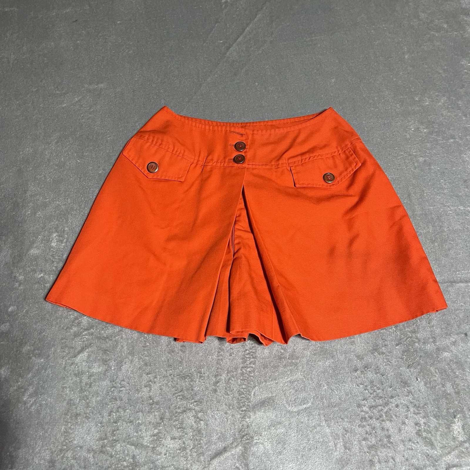 True Vintage 70s Sears Shorts Womens XS Orange Pockets Skort Flaw