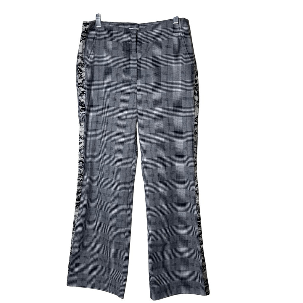 Fever Black & White Houndstooth W/Snakeskin Side Panel Trousers Sz 8 Blokecore