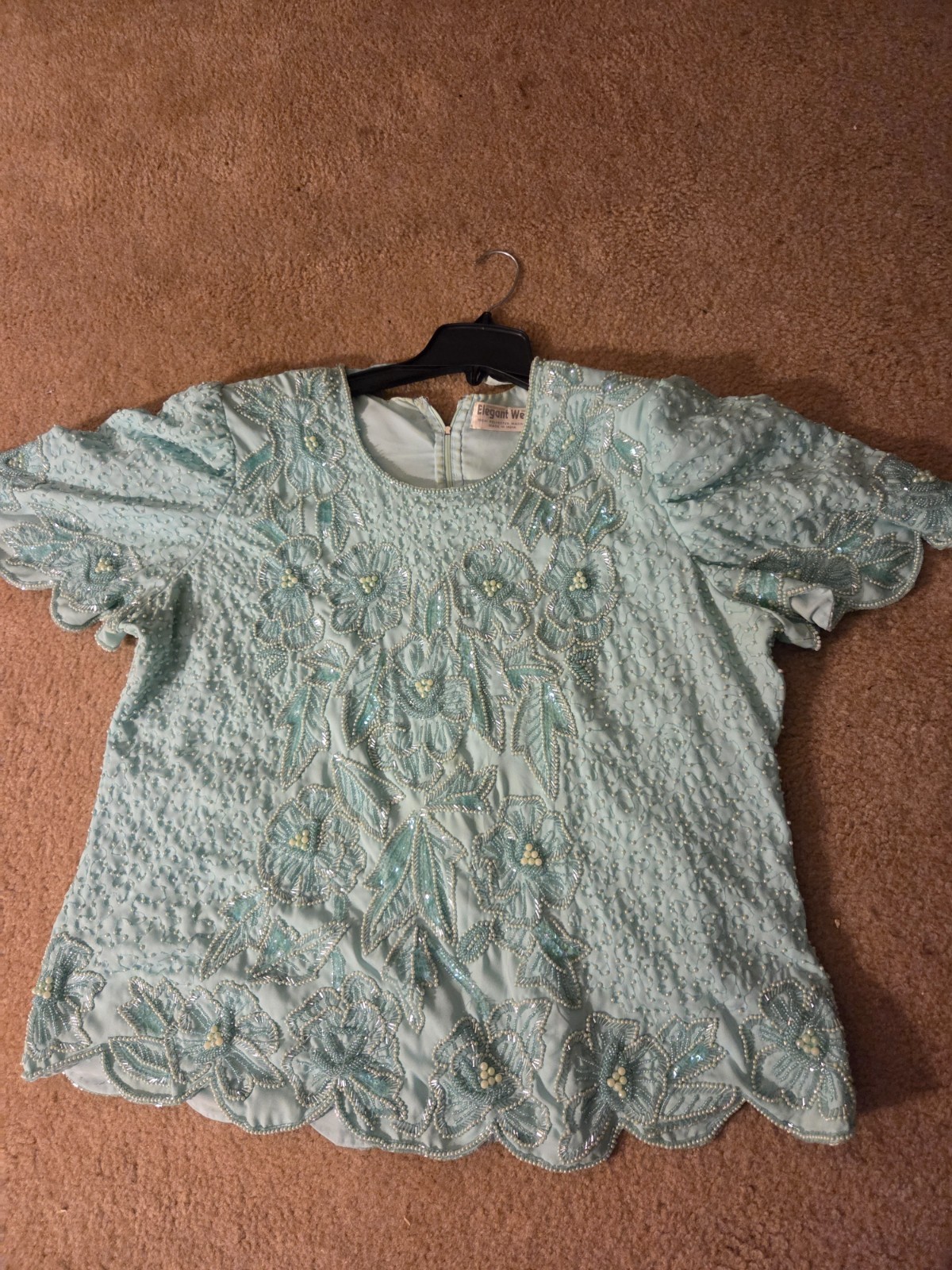 Vintage Heavily Beaded & Sequin Top Shirt Elegant Wear 3-4x