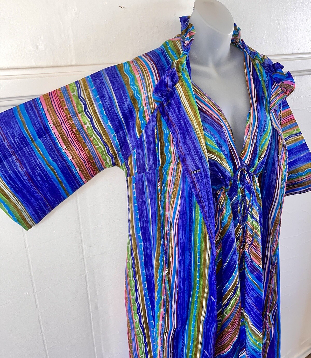Vtg Marshall Field Eye Ful By The Flaums 3-pc 60s MOD Peignoir Nightie + Robe M