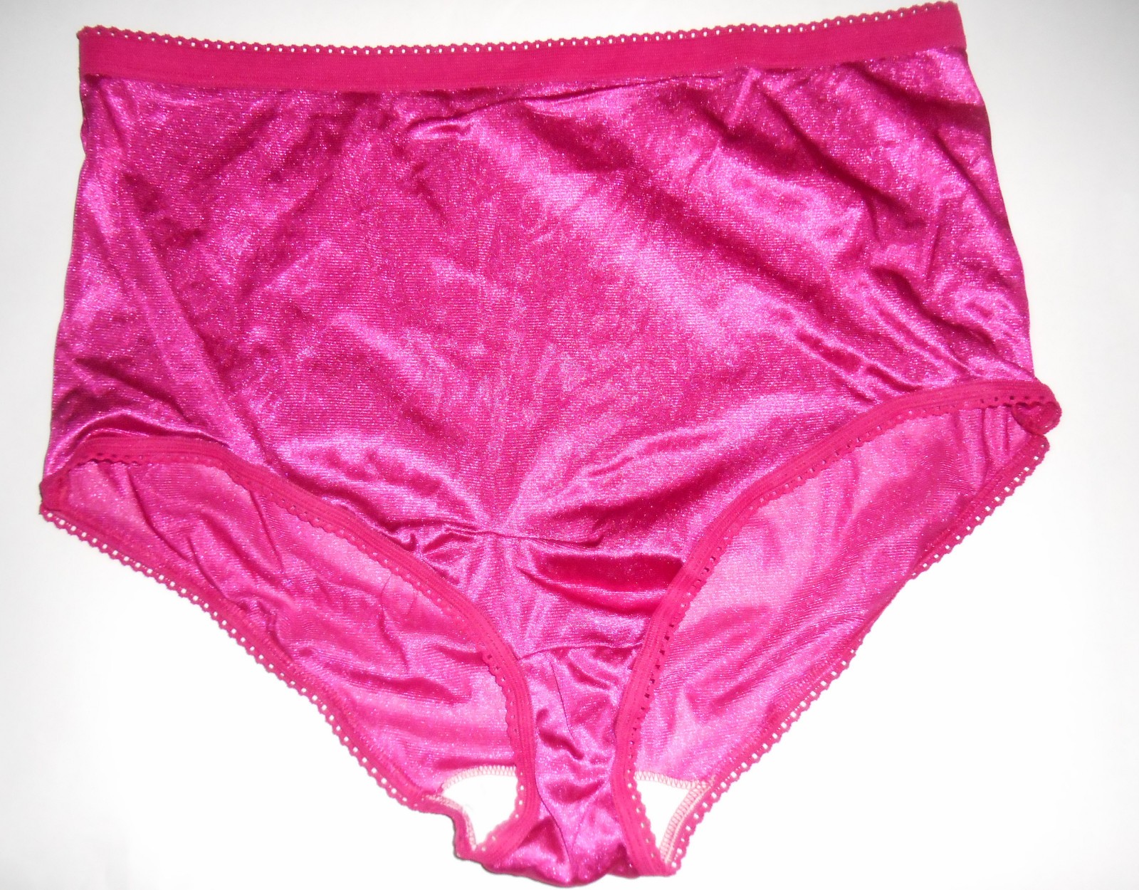 Vintage Simply Basic Shiny Silky Magenta Nylon Granny Sissy Panties Sz 12/13