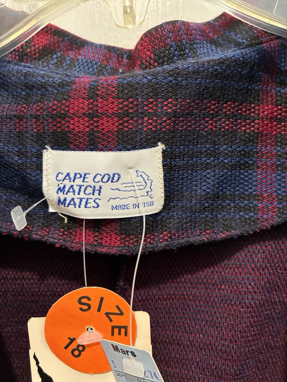 VTG Cape Cod Match Mates 3 Piece Skirt Pants Blazer Set Plaid Blue NOS Tags 18