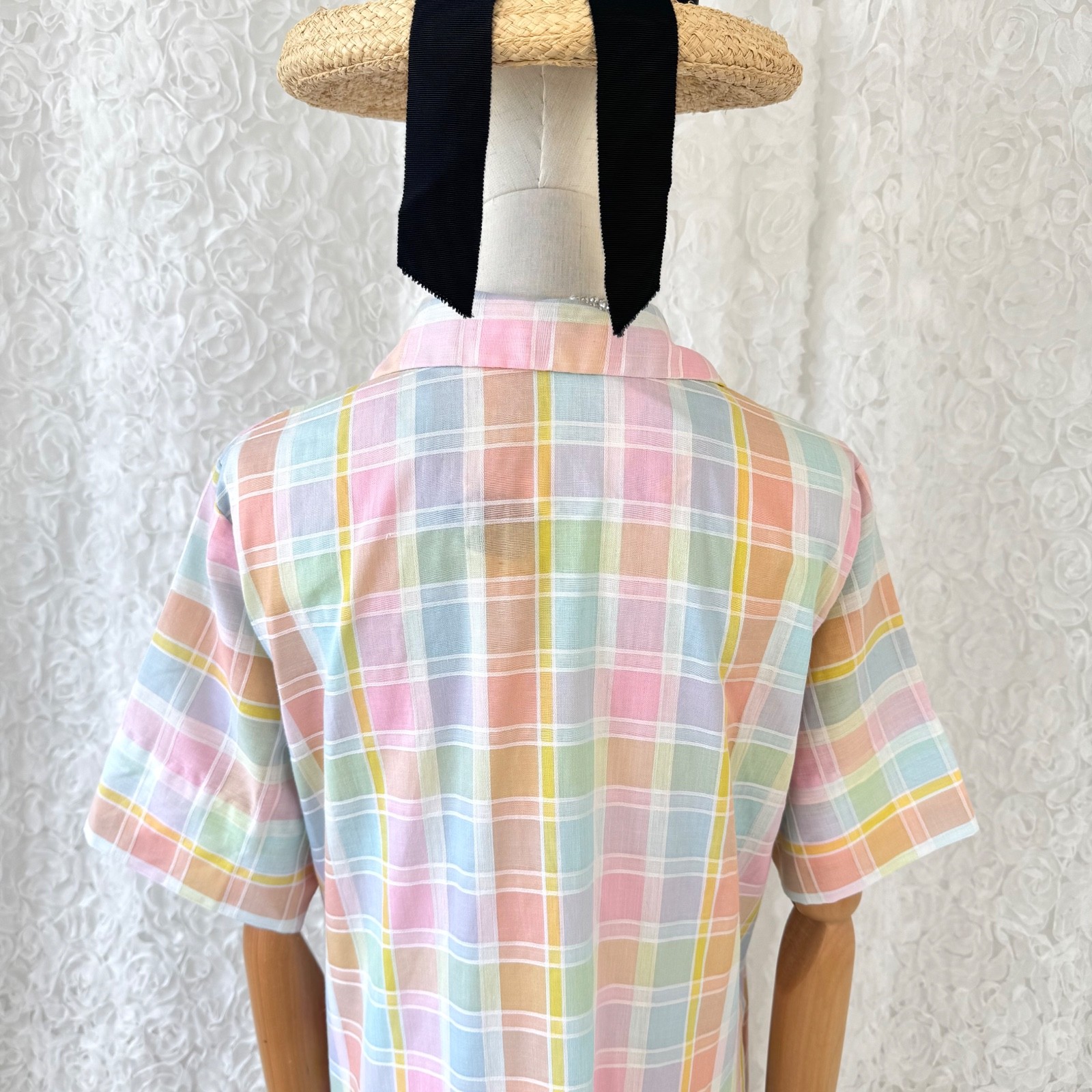 Vintage 70s Style Pastel Plaid Shirt Dress Made in USA Cottagecore