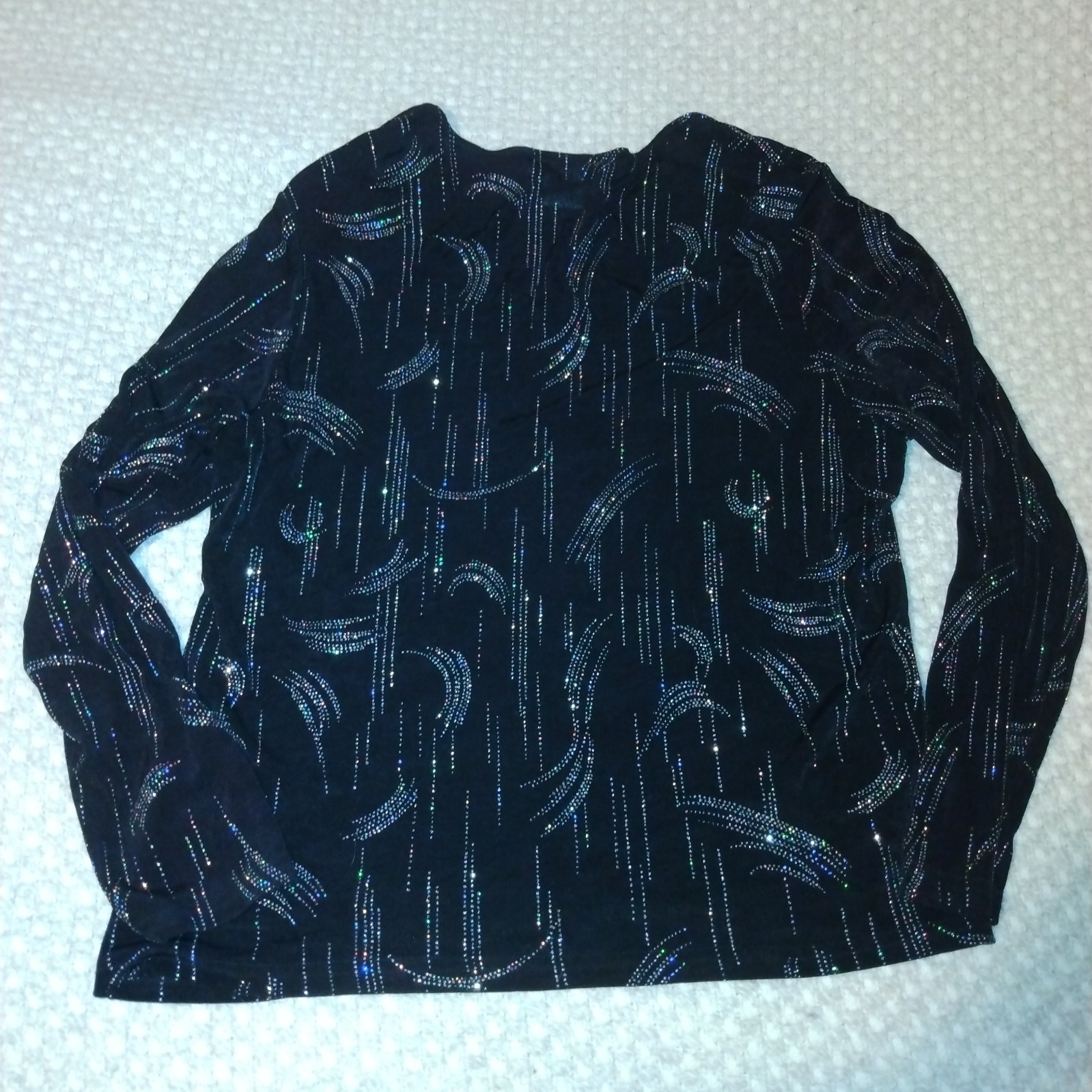 Vintage Claudia Richard Black Top Plus XL Whimsygoth Quiet Luxury Retro Glam Y2K
