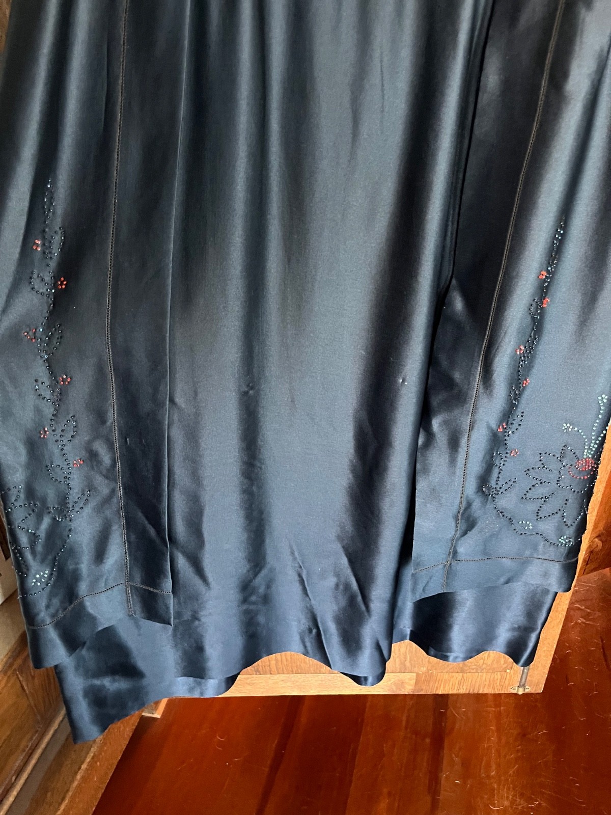 Antique 1910’s 1920’s dress M-L exquisite beading blue silk