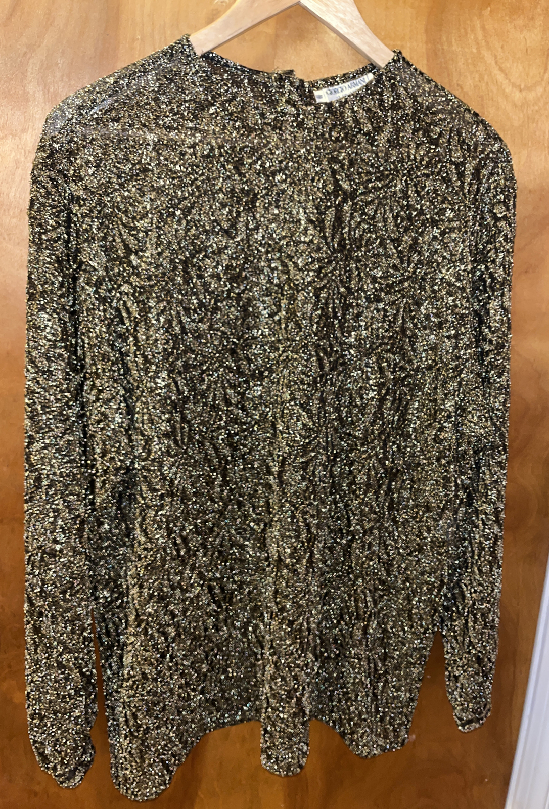 Giorgio Armani Vintage Gold & Metallic Ladies Tunic Style Blouse Size 46/12