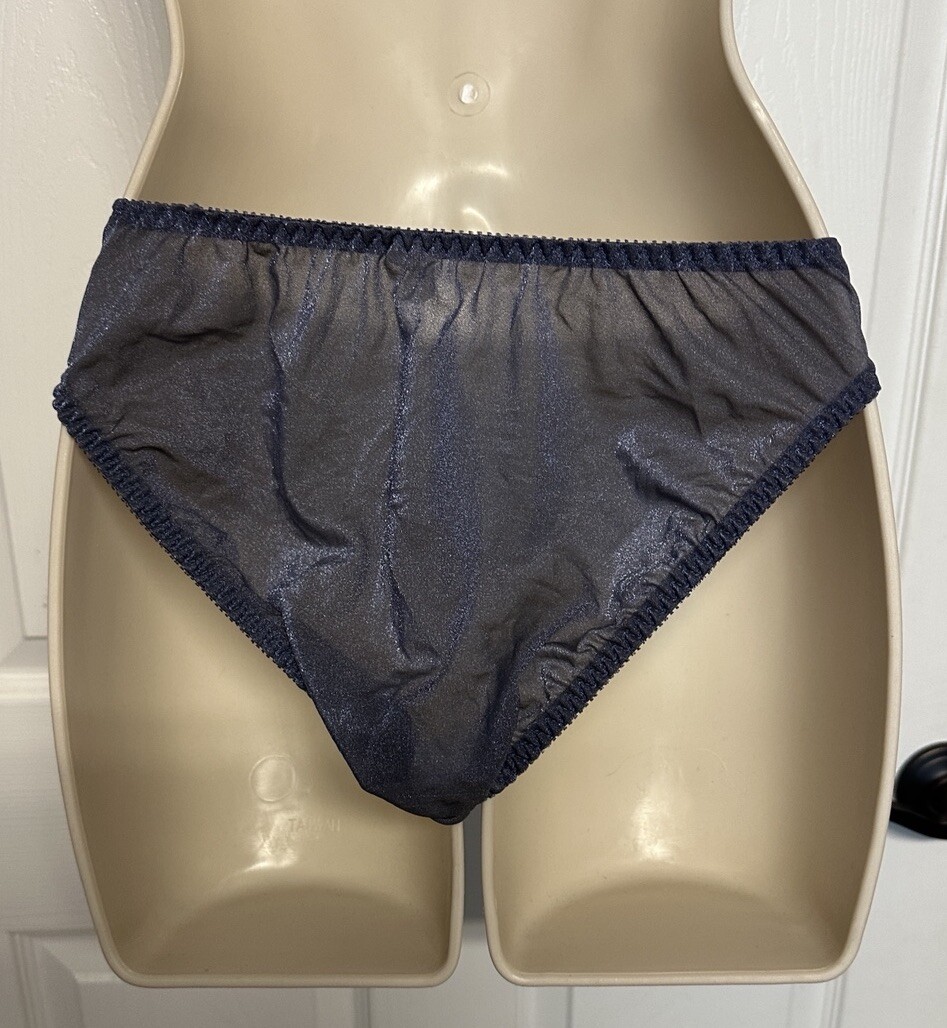 Vintage Victorias Secret Blue Nylon Lace Panties Size S Style 3907