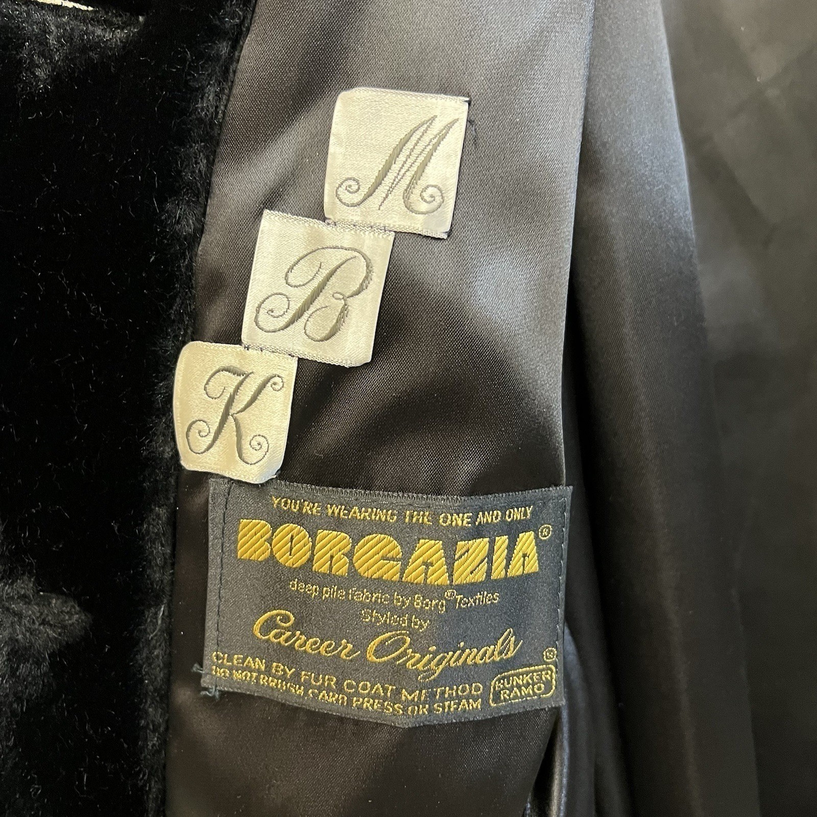 Borgazia Career Originals Vintage Faux Fur Coat Womens 10 Black Belted READ