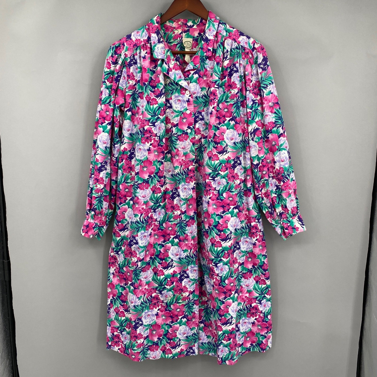 Vtg 80s J. Jill Ltd. Floral Button Front Shirt Dress XL 1X 2X CottenCottagecore